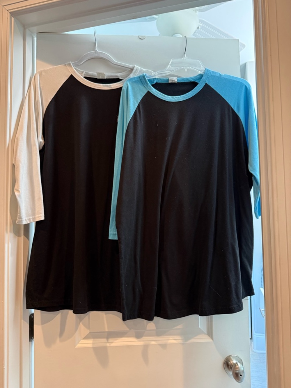 Black Raglan Baseball Tees with Blue or White Sleeves